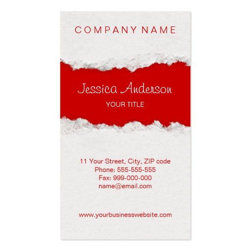 Ripped Paper business card (front side)