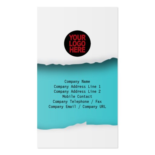 Ripped Paper Cyan Business Card (back side)