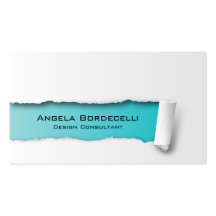 Ripped Paper Cyan Business Card