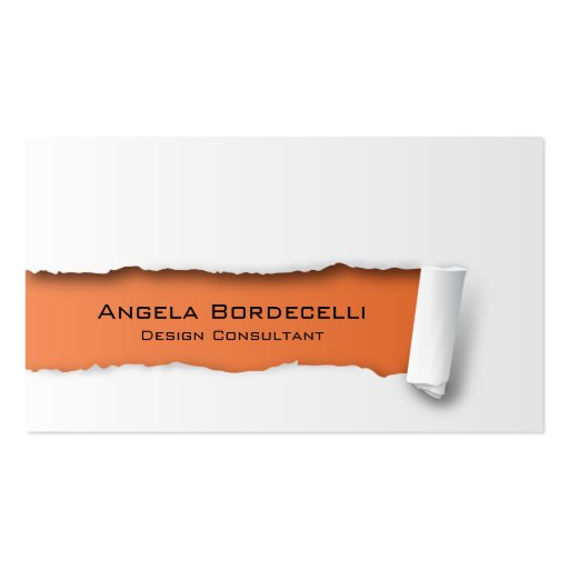 Ripped Paper Orange Business Card