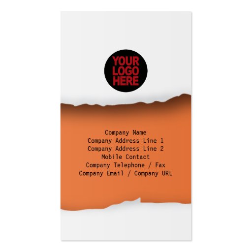 Ripped Paper Orange Business Card (back side)