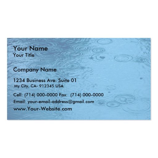 Ripples Form Rain On Puddle Business Card Template (front side)