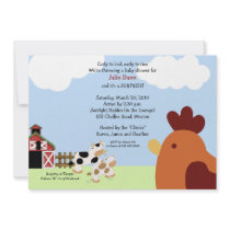 Rise 'n' Shine Barnyard Cow Chicken Baby Shower Personalized Invitations