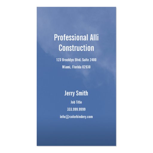 Rising Sky Contractor Business Card (back side)