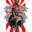 Rising Sun Dragon Tiger T-shirt  - Customized
