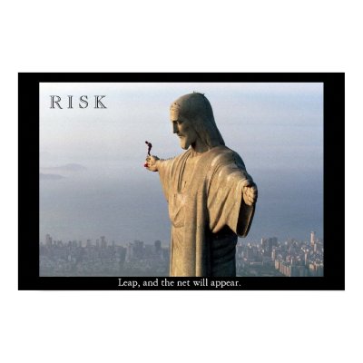 RISK motivational base-jumper poster print by jesterbryanc