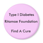 Ritamae Foundation, Find A Cure, Type I Diabetes Refrigerator Magnet