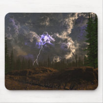 lightning, spring, forest, clouds, thunderstorm, desktop wallpaper, Musemåtte med brugerdefineret grafisk design