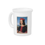 ritratto di uomo 2 by Raffaello Sanzio da Urbino Drink Pitcher