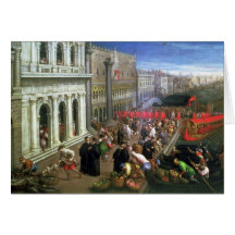 Riva degli Schiavoni, Venice (oil on canvas) (deta Greeting Card