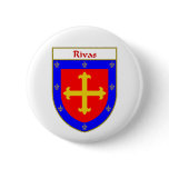 Rivas Coat of Arms/Family Crest Pinback Button