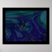 River and Flowers Print