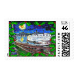 River Boat Christmas Postage Stamp