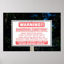 River Dam Warning Sign Print