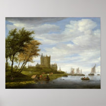 River Estuary with a castle Print