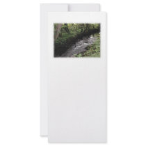River flowing through woodland. customized rack card