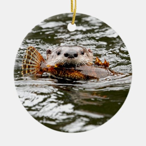 river otter and fish christmas tree ornaments zazzle river otter and fish christmas tree ornaments zazzle