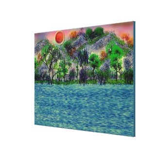 River Painting Wrapped Canvas Gallery Wrapped Canvas