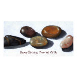RIVER ROCKS, STONES: OIL PASTEL ART: birthday Picture Card