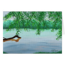 River scene with fallen log greeting card