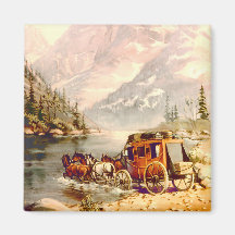 RIVER STAGECOACH CROSSING by SHARON SHARPE Magnet