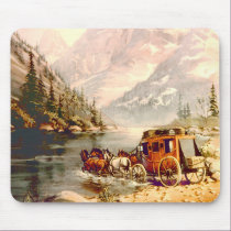 RIVER STAGECOACH CROSSING by SHARON SHARPE mousepads