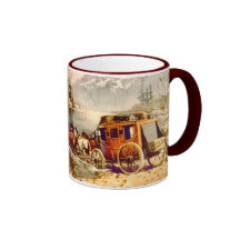 RIVER STAGECOACH CROSSING by SHARON SHARPE Coffee Mugs