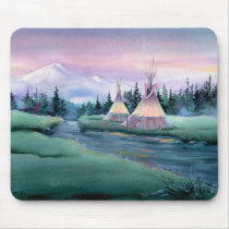 RIVER TIPI CAMP by SHARON SHARPE mousepads