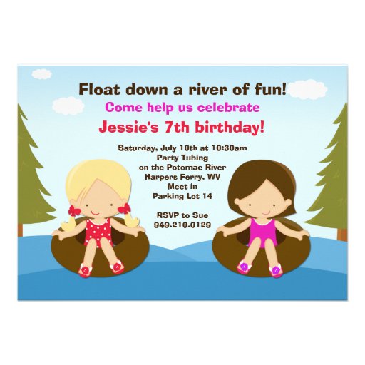 River Tubing Birthday Party Invitation