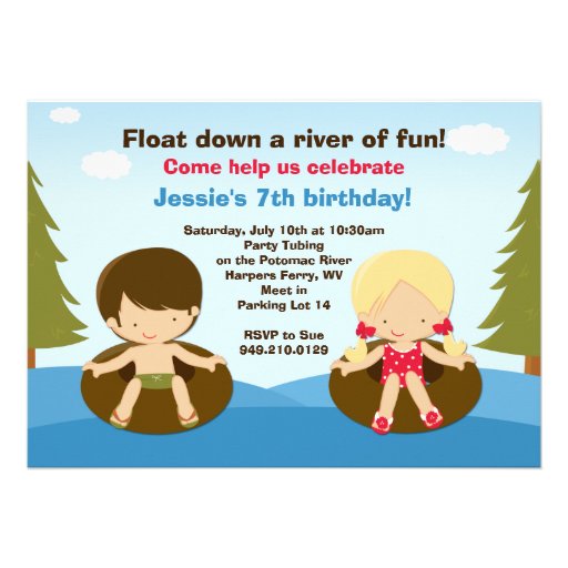 River Tubing Birthday Party Invitation