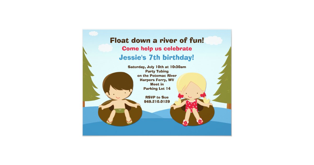 River Tubing Birthday Party Invitation Zazzle