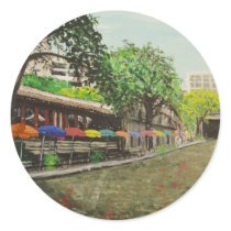 River Walk San Antonio, TX Painting Round Stickers