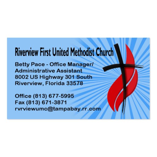Riverview First UMC Office Manager Business Card Templates (front side)