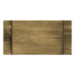 rivetted grungy gold metal plate photo card
