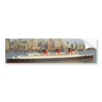 RMS Queen Mary Sailing New York 1950's Bumper Stickers