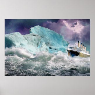 RMS Titanic and Iceberg Painting Poster