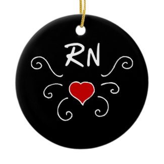 RN Love Tattoo Christmas Ornament also For LPN Nurses