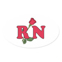 RN Nurse Rose Oval Stickers