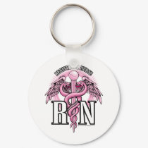 RN Pink Caduceus keychains