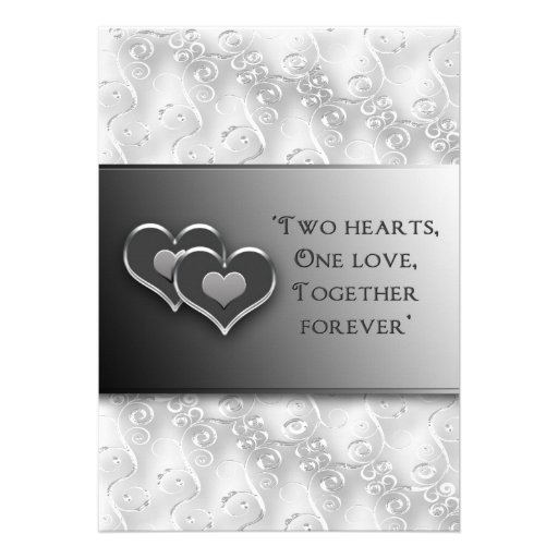 Rnewing Vows - Invitation/Two Hearts - Gray/Silver