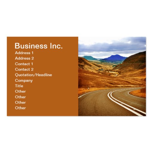 Road And Hills Dream Travel Business Brown Business Card