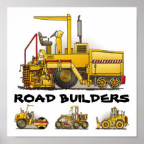 Road Builders Construction Poster Print