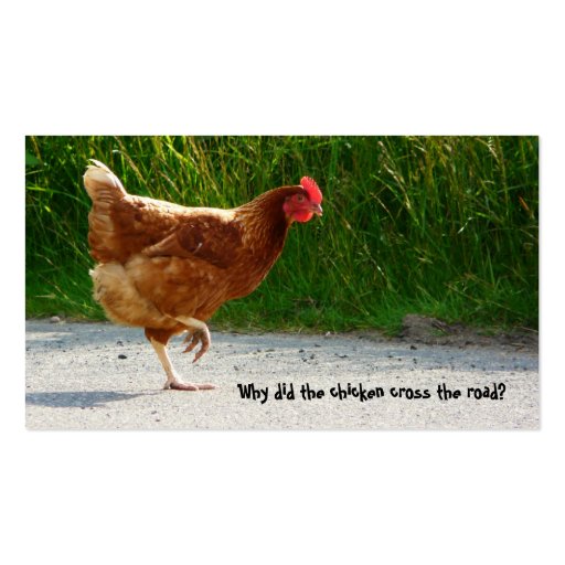 Road Crossing Chicken business card (front side)