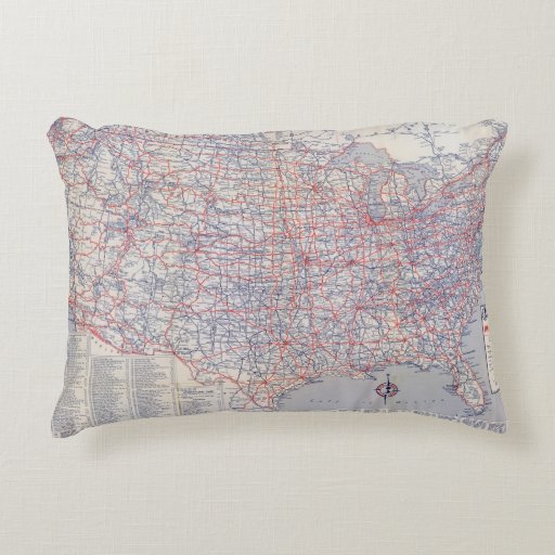 Road map United States Decorative Pillow Zazzle