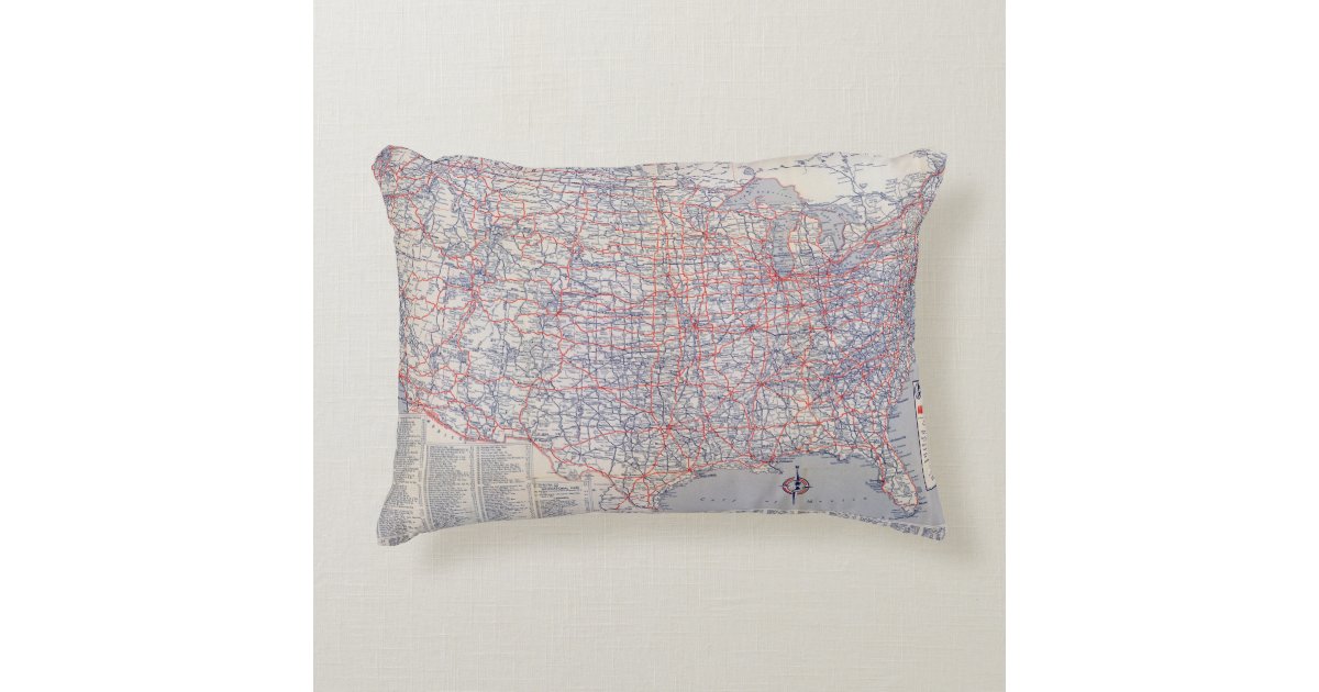 Road map United States Decorative Pillow Zazzle