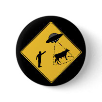 Road Sign- Cow and UFO Pins