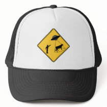 Road Sign- Cow and UFO Trucker Hats