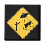 Road Sign- Cow and UFO Magnet