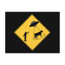 Road Sign- Cow and UFO postcards by warrior_woman Road Sign- Cow and UFO postcards