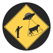 Road Sign- Cow and UFO stickers